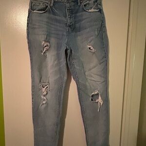 Blue Skinny Distressed Jeans with Ripped Details
